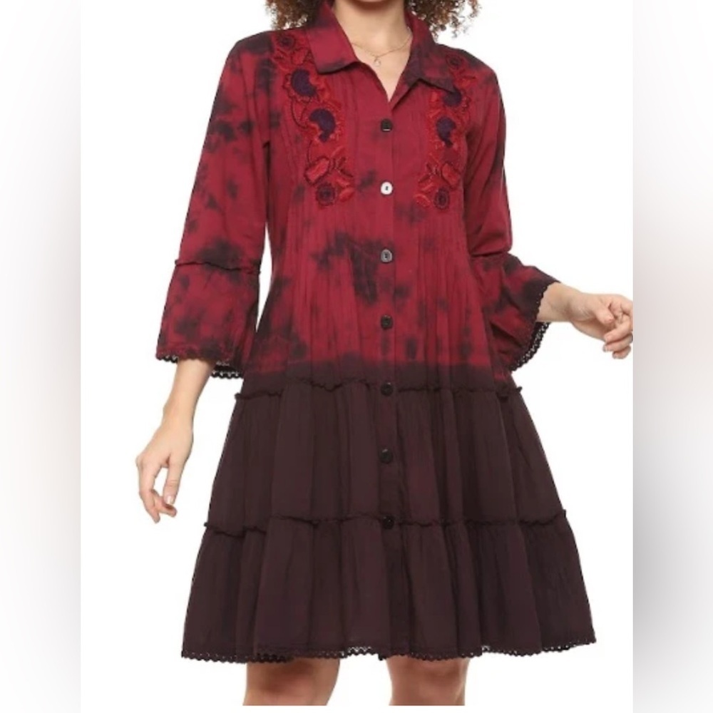 Parsley & Sage Rhonda duster dress light maroon to eggplant purple ombré - small
